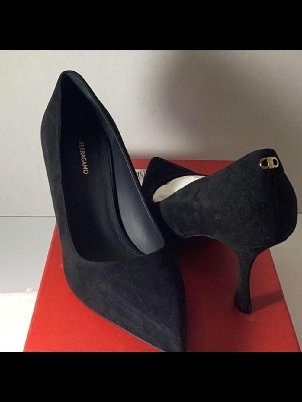 Salvatore Ferragamo Black Suede Pointed-Toe Pumps